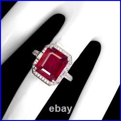 Heated Octagon Red Ruby 12x10mm Simulated Cz 925 Sterling Silver Ring