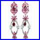 Heated Pink Sapphire, Ruby & Cubic Zirconia Earrings 925 Sterling Silver