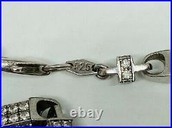 Heavy Sterling Silver Long Cubic Zirconia Chain. 36 inch. UK Hallmark