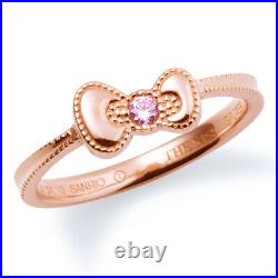 Hello Kitty Ring SV925 Sterling Silver Pink Gold Cubic Zirconia Japan US4.0