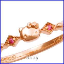 Hello Kitty SV925 Silver Ring Pink Gold Coating Cubic Zirconia #13 US7.0 Japan
