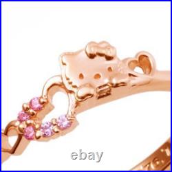 Hello Kitty x The Kiss Ring SV925 Sterling Silver Pink Gold Cubic Zirconia Japan