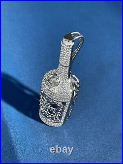 Hennessy Cognac 925 Sterling Silver Pendant Cubic Zirconia Stones Iced Out White