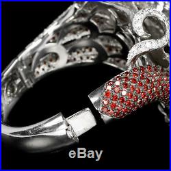 Huge Aaa Multi Color Cubic Zirconia Sterling 925 Silver Elephant Bangle Size 6