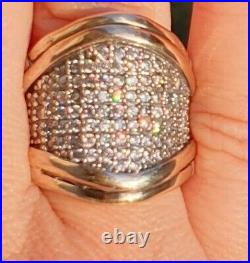 Huge Cubic Zircinia Ring, Sterling Silver & 9k Gold Ring Style 8