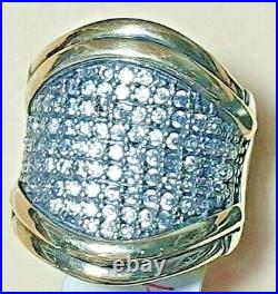 Huge Cubic Zircinia Ring, Sterling Silver & 9k Gold Ring Style 8