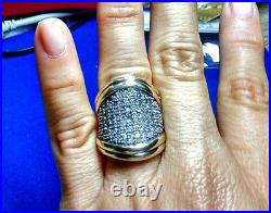 Huge Cubic Zircinia Ring, Sterling Silver & 9k Gold Ring Style 8