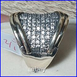 Huge Cubic Zircinia Ring, Sterling Silver & 9k Gold Ring Style 8
