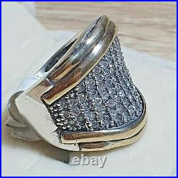 Huge Cubic Zircinia Ring, Sterling Silver & 9k Gold Ring Style 8