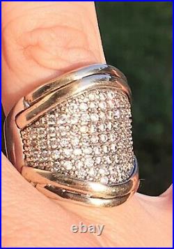 Huge Cubic Zircinia Ring, Sterling Silver & 9k Gold Ring Style 8