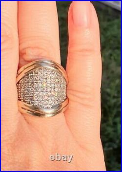 Huge Cubic Zircinia Ring, Sterling Silver & 9k Gold Ring Style 8