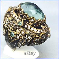 Huge Heavy 925 Sterling Silver Medieval Cubic Zircon Dress Ring Size R B283