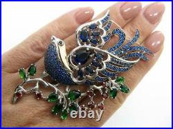 Huge Sterling Silver 925 Design Women's Jewelry Pin Brooch Cubic Zirconia with Tag