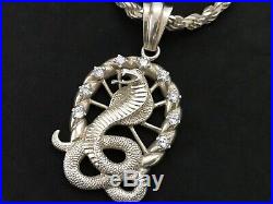 Huge Sterling Silver Cubic Zirconia Snake Pendant with Sterling Silver Chain