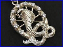 Huge Sterling Silver Cubic Zirconia Snake Pendant with Sterling Silver Chain
