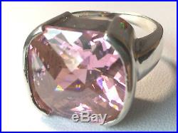 Huge Vintage Pink Ice Cz Cubic Zirconia Ring And Pendant 2pc Set Sterling Silver