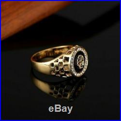 Iced Out Cubic Medusa Head Hip Hop Ring 1Ct Diamond14k Yellow Gold Over