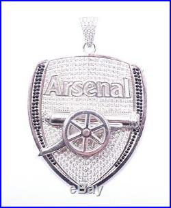 Icejewlz Arsenal Pendant Cubic Zirconia Clear & Black Huge Sterling Silver 56.9g