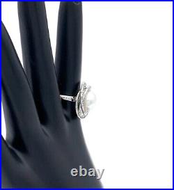 Imperial Pearls Sterling Silver Cubic Zirconia & Pearl, Ring. Size 6