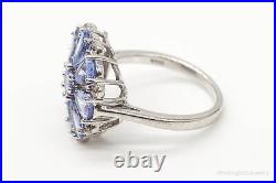 Iolite Cubic Zirconia Flower Sterling Silver Ring Size 7