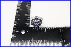 Iolite Cubic Zirconia Flower Sterling Silver Ring Size 7