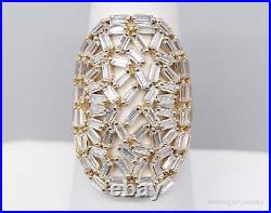 Italian QG Cubic Zirconia Gold Vermeil Sterling Silver Ring Size 7.75