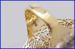 Italian QG Cubic Zirconia Gold Vermeil Sterling Silver Ring Size 7.75