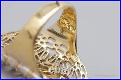 Italian QG Cubic Zirconia Gold Vermeil Sterling Silver Ring Size 7.75