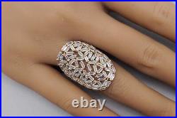 Italian QG Cubic Zirconia Gold Vermeil Sterling Silver Ring Size 7.75