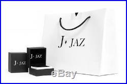 J-JAZ Sterling Silver Micro Pave Blue Teardrop & Clear Cubic Zirconia Earrings