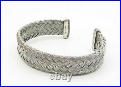 JACMEL 925 Silver Vintage Cubic Zirconia Weaved Design Cuff Bracelet B6283