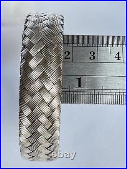 JCM Blackened Sterling Silver 925 Cubic Zirconia Braided Weave Bangle Bracelet
