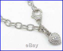 JUDITH RIPKA 925 Silver Cubic Zirconia Love Heart Twist Chain Necklace N2160