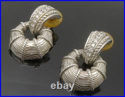 JUDITH RIPKA 925 Sterling Silver Cubic Zirconia Twist Drop Earrings EG6683