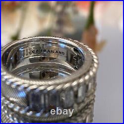 JUDITH RIPKA Emerald Cut Cubic Zirconia Baguette Sterling Silver Cable Ring