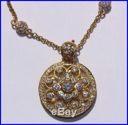 JUDITH RIPKA Sterling Silver 18k Gold Clad Cubic Zirconia Diamonique Necklace