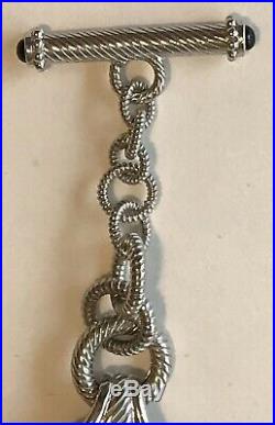 JUDITH RIPKA Sterling Silver Faceted BLACK ONYX & Cubic Zirconia 8 Bracelet 55g