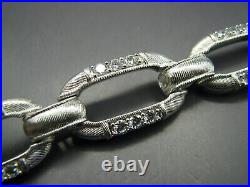 JUDITH RIPKA Sterling Silver RECTANGLE CABLE LINK BRACELET Stunning! CZ SPARKLE