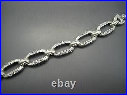 JUDITH RIPKA Sterling Silver RECTANGLE CABLE LINK BRACELET Stunning! CZ SPARKLE