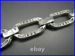 JUDITH RIPKA Sterling Silver RECTANGLE CABLE LINK BRACELET Stunning! CZ SPARKLE