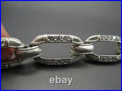 JUDITH RIPKA Sterling Silver RECTANGLE CABLE LINK BRACELET Stunning! CZ SPARKLE