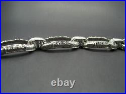 JUDITH RIPKA Sterling Silver RECTANGLE CABLE LINK BRACELET Stunning! CZ SPARKLE