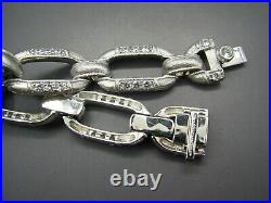 JUDITH RIPKA Sterling Silver RECTANGLE CABLE LINK BRACELET Stunning! CZ SPARKLE