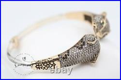 Jaguar Panther Leopard Cubic Zircon Bracelet, Sterling Silver Bracelet