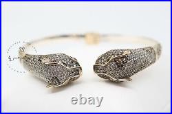 Jaguar Panther Leopard Cubic Zircon Bracelet, Sterling Silver Bracelet