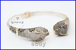 Jaguar Panther Leopard Cubic Zircon Bracelet, Sterling Silver Bracelet