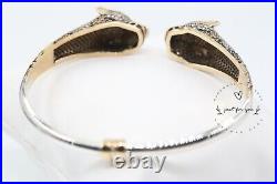 Jaguar Panther Leopard Cubic Zircon Bracelet, Sterling Silver Bracelet