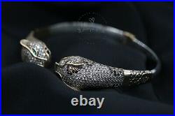 Jaguar Panther Leopard Cubic Zircon Bracelet, Sterling Silver Bracelet