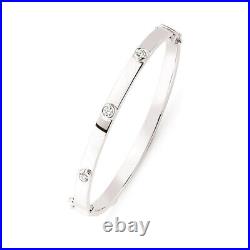 Jewelco London Sterling Silver Cubic Zirconia Bubble Donut Baby Bangle Bracelet