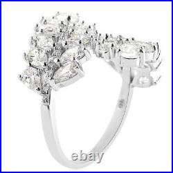 Jewelry 925 Silver Cubic Zirconia Leaf Ring for Prom Size 5 Ct 6.8